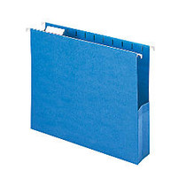 Smead; Hanging File Pocket With Tab, 2 inch; Expansion, 1/5-Cut Adjustable Tab, Letter Size, Sky Blue, Box of 25