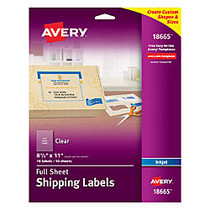 Avery; Easy Peel; Clear Inkjet Return Address Labels, 8 1/2 inch; x 11 inch;, Box Of 10