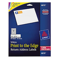 Avery; Print-To-The-Edge White Laser Return Address Labels, 3/4 inch; x 2 1/4 inch;, Pack Of 750