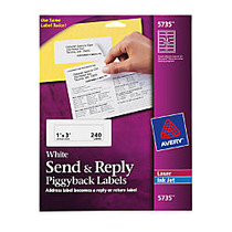 Avery; Send & Reply Piggyback Labels 5735, 1 inch; x 3 inch;, White, Pack of 240