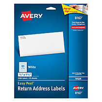 Avery; White Inkjet Return Address Labels, 1/2 inch; x 1 3/4 inch;, Box Of 2,000