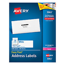 Avery; White Laser Address Labels, 1 1/3 inch; x 4 inch;, Box Of 3,500