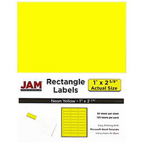 JAM Paper; Mailing Address Labels, 1 inch; x 2 5/8 inch;, Neon Yellow, Pack Of 120