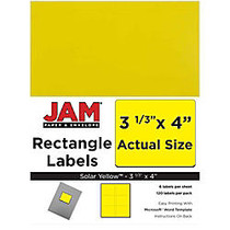 JAM Paper; Mailing Address Labels, 4 inch; x 3 5/16 inch;, Astrobright Solar Yellow, Pack Of 120