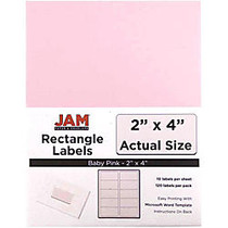 JAM Paper; Rectangular Mailing Address Labels, 2 inch; x 4 inch;, Baby Pink, Pack Of 120