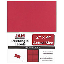 JAM Paper; Rectangular Mailing Address Labels, 2 inch; x 4 inch;, Red, Pack Of 120