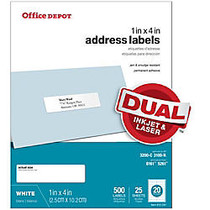 Office Wagon; Brand White Inkjet/Laser Address Labels, 1 inch; x 4 inch;, Pack Of 500