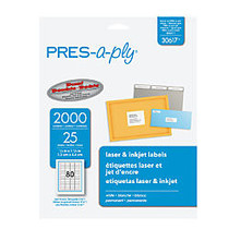 PRES-a-ply Standard Return Address Label - Permanent Adhesive - 1.75 inch; Width x 0.50 inch; Length - Rectangle - Laser - White - 2000 / Pack