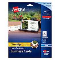 Avery; Inkjet Clean-Edge Business Cards, 2-Sided, 2 inch; x 3 1/2 inch;, White Linen, Pack Of 200