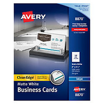 Avery; Inkjet Clean-Edge Business Cards, 2-Sided, 2 inch; x 3 1/2 inch;, White Matte, Pack Of 1,000