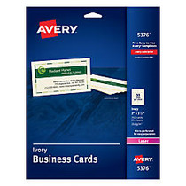 Avery; Laser Microperforated Business Cards, 2 inch; x 3 1/2 inch;, Ivory, Pack Of 250