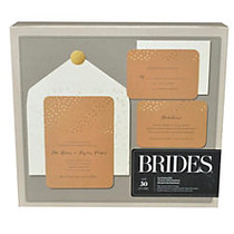 BRIDES; Foil Invitation Kit, Gold Dot On Kraft/Brown, 5 inch; x 7 inch;, Pack Of 30