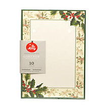 Gartner Studios; Holiday Invitations, 7 inch; x 5 inch;, Painterly Holly, Pack Of 10