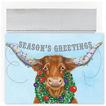 Great Papers! Holiday Greeting Cards With Envelopes, 5 5/8 inch; x 7 7/8 inch;, Holiday LongHorn, Pack Of 18