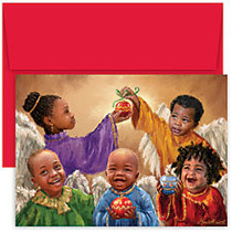 Great Papers! Holiday Greeting Cards With Envelopes, 7 7/8 inch; x 5 5/8 inch;, Christmas Cherubs, Pack Of 18