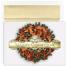 Great Papers! Holiday Greeting Cards With Envelopes, 7 7/8 inch; x 5 5/8 inch;, Christmas Wreath, Pack Of 18