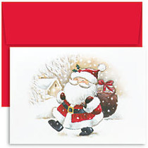 Great Papers! Holiday Greeting Cards, 5 5/8 inch; x 7 7/8 inch;, Happy Santa, Pack Of 18