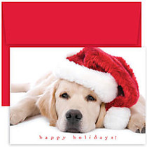 Great Papers! Holiday Greeting Cards, 5 5/8 inch; x 7 7/8 inch;, Santa Puppy, Pack Of 18