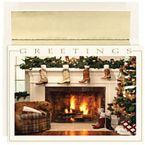 Great Papers! Holiday Greeting Cards, 5 5/8 inch; x 7 7/8 inch;, Western Mantel, Pack Of 18