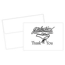 Great Papers! Thank You Cards For Graduation, 4 7/8 inch; x 3 3/8 inch;, Black/White, Pack Of 20