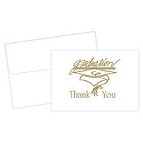 Great Papers! Thank You Cards For Graduation, 4 7/8 inch; x 3 3/8 inch;, Gold/White, Pack Of 20