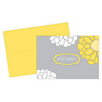 Great Papers! Thank You Cards, 4 7/8 inch; x 3 3/8 inch;, Sunny Flowers, Gray/Yellow, Pack Of 24