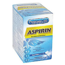 PhysiciansCare Aspirin Pain Reliever Medication, 2 Tablets Per Packet, Box Of 50 Packets