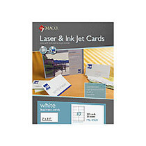 MACO Micro-perforated Laser/Ink Jet Business Cards - 2 inch; Width x 3.5 inch; Length - 250/Box - Rectangle - 10/Sheet - Laser, Inkjet - White