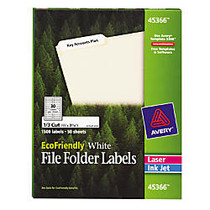 Avery; EcoFriendly Inkjet/Laser File Folder Labels, 2/3 inch; x 3 7/16 inch;, 100% Recycled, White, Pack Of 1,500