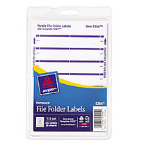 Avery; Print-Or-Write Color Permanent Inkjet/Laser File Folder Labels, 5/8 inch; x 3 1/2 inch;, Purple, Pack Of 252