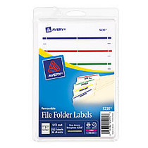Avery; Removable File Folder Labels, 11/16 inch; x 3 7/16 inch;, Assorted Colors, Pack Of 252