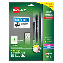 Avery; Easy Align&trade; Self-Laminating ID Labels, 5 inch; x 7 1/2 inch;, White, Pack of 25