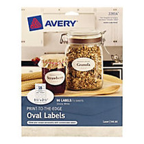 Avery; Print-To-The-Edge Permanent Inkjet/Laser Labels, Oval, 1 1/2 inch; x 2 1/2 inch;, White, Pack Of 90