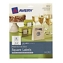 Avery; Print-To-The-Edge Permanent Inkjet/Laser Labels, Square, 2 inch; x 2 inch;, White, Pack Of 120