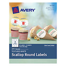 Avery; Print-To-The-Edge Permanent Scallop Round Labels, 2 1/2 inch; Diameter, Textured White, Pack Of 90