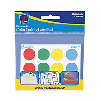 Avery; Removable Color-Coding Label Pad, 3/4 inch; Diameter, Assorted Colors, Pack Of 480 Labels