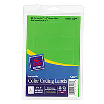 Avery; Removable Rectangular Color-Coding Labels, 1 inch; x 3 inch;, Green Glow, Pack Of 200