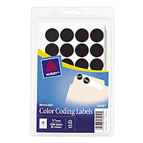 Avery; Removable Round Color-Coding Labels, 3/4 inch; Diameter, Black, Pack Of 1,008