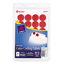 Avery; Removable Round Color-Coding Labels, 3/4 inch; Diameter, Red, Pack Of 1,008