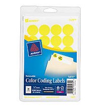 Avery; Removable Round Color-Coding Labels, 3/4 inch; Diameter, Yellow Glow, Pack Of 1,008