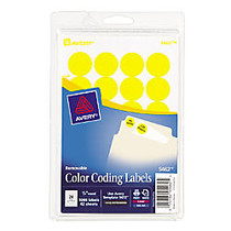 Avery; Removable Round Color-Coding Labels, 3/4 inch; Diameter, Yellow, Pack Of 1,008