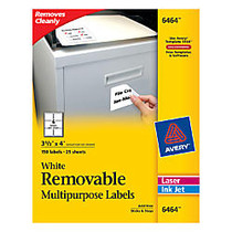 Avery; Removable White Inkjet/Laser Multipurpose Labels, 3 1/3 inch; x 4 inch;, Pack Of 150