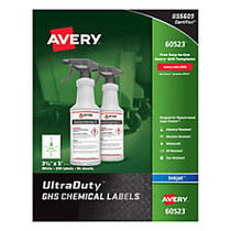 Avery; UltraDuty GHS Chemical Labels For Pigment-Based Inkjet Printers, 3 1/2 inch; x 5 inch;, White, Pack Of 200