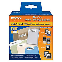 Brother; DK-1204 Black-On-White Labels, 0.67 inch; x 2.13 inch;, Roll Of 400