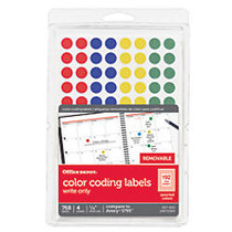 Office Wagon; Brand Removable Round Color-Coding Labels, 1/4 inch; Diameter, Multicolor Dots, Pack Of 768