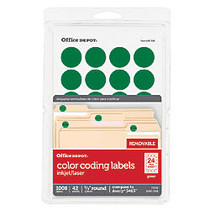 Office Wagon; Brand Removable Round Color-Coding Labels, 3/4 inch; Diameter, Green, Pack Of 1,008