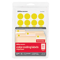 Office Wagon; Brand Removable Round Color-Coding Labels, 3/4 inch; Diameter, Yellow, Pack Of 1,008