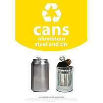 Recycle Across America Aluminum, Steel And Tin Cans Standardized Recycling Labels, 10 inch; x 7 inch;, Yellow