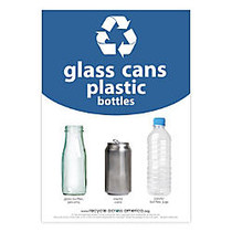 Recycle Across America Glass, Cans And Plastics Standardized Recycling Label, 10 inch; x 7 inch;, Blue