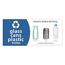 Recycle Across America Glass, Cans And Plastics Standardized Recycling Label, 4 inch; x 9 inch;, Blue